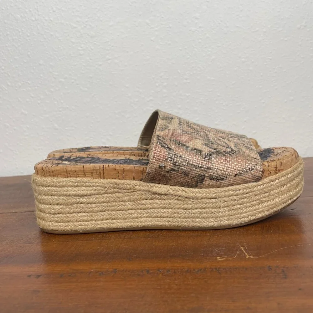 NEW Sam Edelman Women's Weslee Espadrilles Platform Sandals Cork Brown Sz 7.5